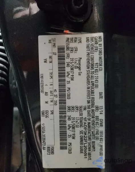 2015 Ford Focus Se из США, поврежденный, VIN 1FADP3K22FL209461